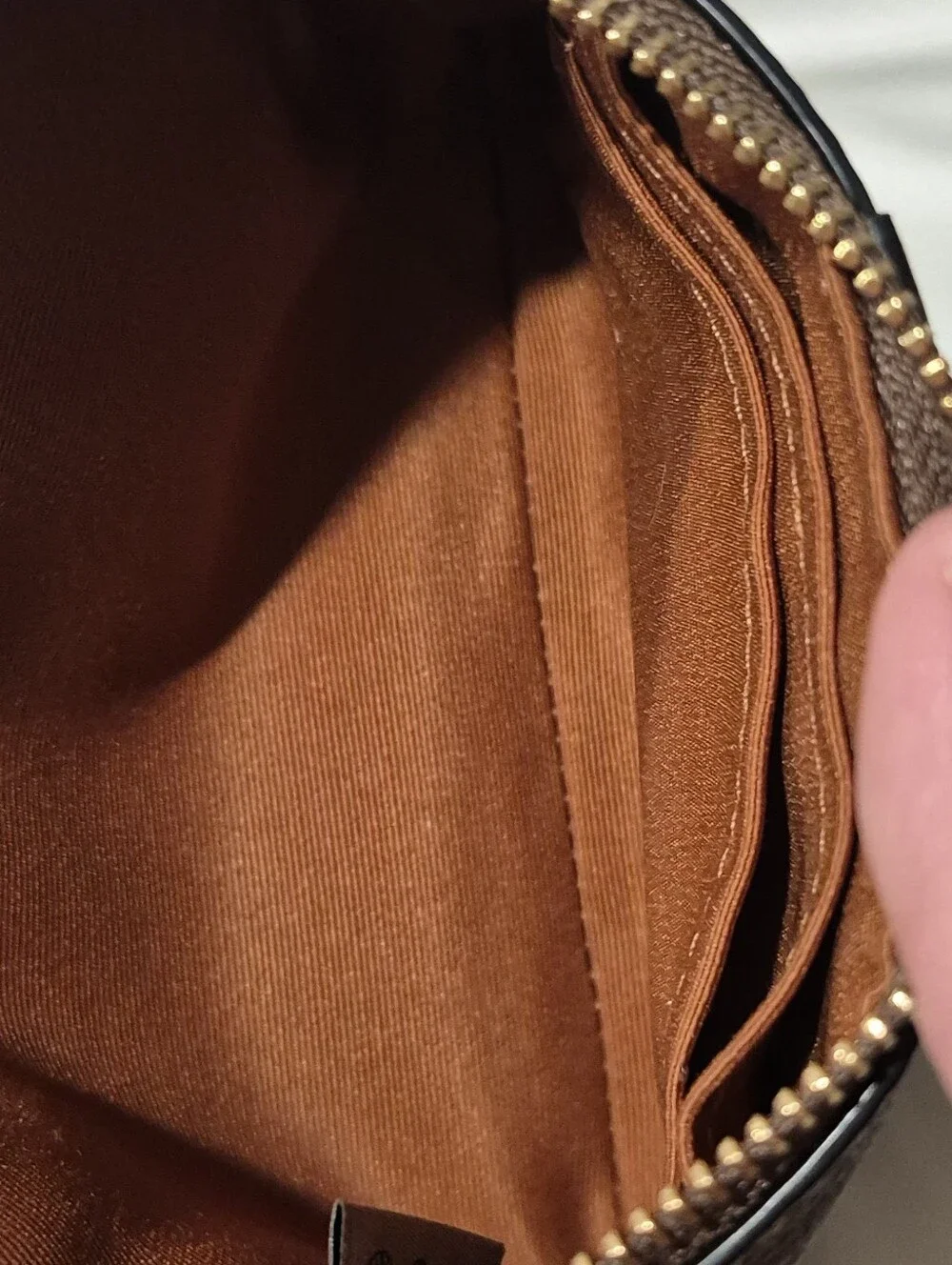 COACH Signature Canvas Wristlet in Brown & Black
